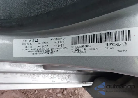 2015 Chrysler 200 Limited z USA, uszkodzony, nr VIN 1C3CCCAB0FN744302